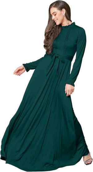 KOH KOH Womens Long Sleeve Elegant Pockets Fall Winter Evening Maxi Dress Gown