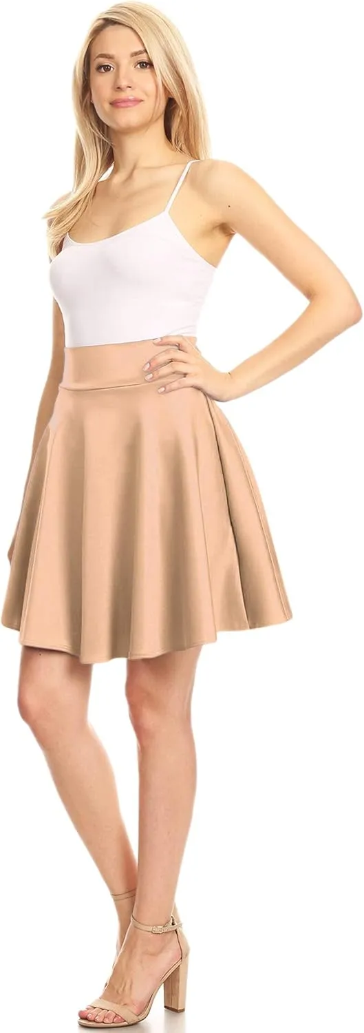 Made By Johnny Women's Basic Versatile Stretchy Flared Casual Mini Skater Skirt XS-3XL Plus Size
