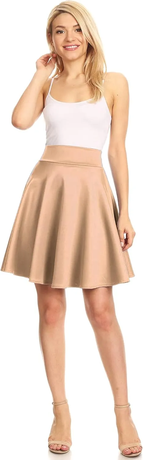 Made By Johnny Women's Basic Versatile Stretchy Flared Casual Mini Skater Skirt XS-3XL Plus Size