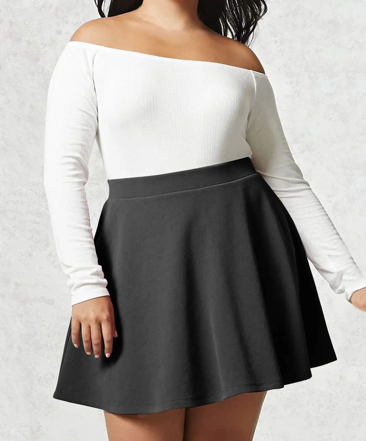 Made By Johnny Women's Basic Versatile Stretchy Flared Casual Mini Skater Skirt XS-3XL Plus Size