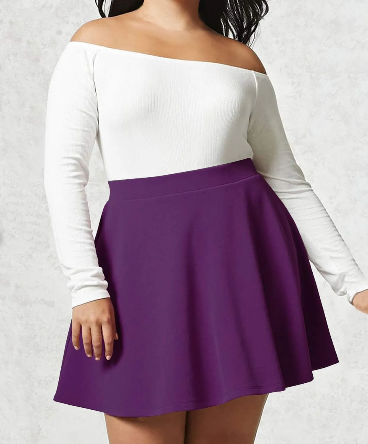Made By Johnny Women's Basic Versatile Stretchy Flared Casual Mini Skater Skirt XS-3XL Plus Size
