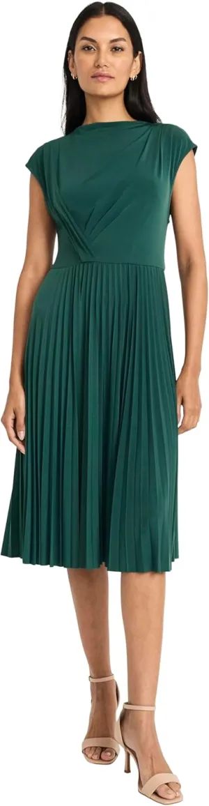 Maggy London Women's Elegant Midi A-line Cap Sleeve Pleated Skirt-Versatile Cocktail Wedding Guest Dress