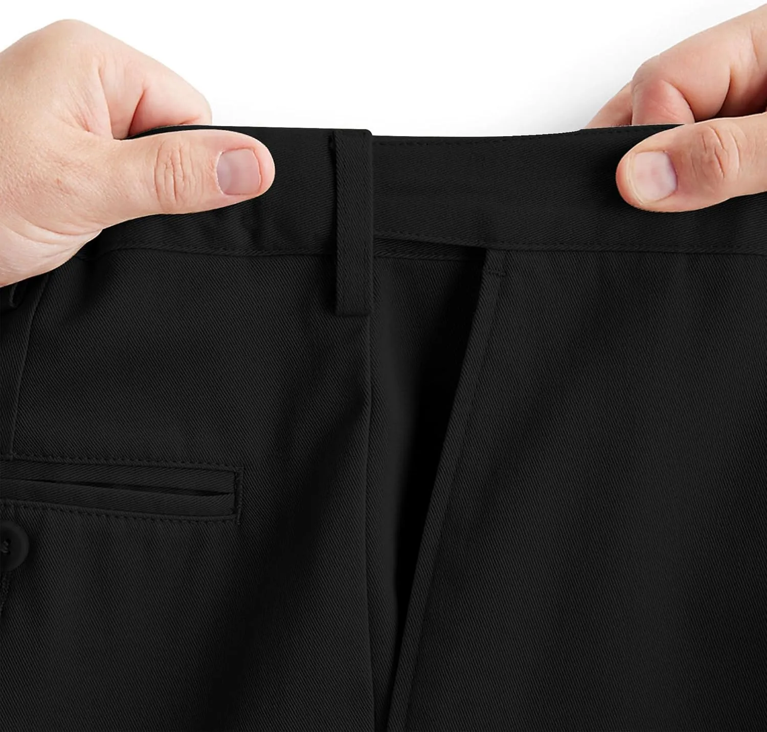 Men's Hidden Extendable Waist Fit Straight Legs Flat Front Wrinkle Free Mid-Rise Dress Pants