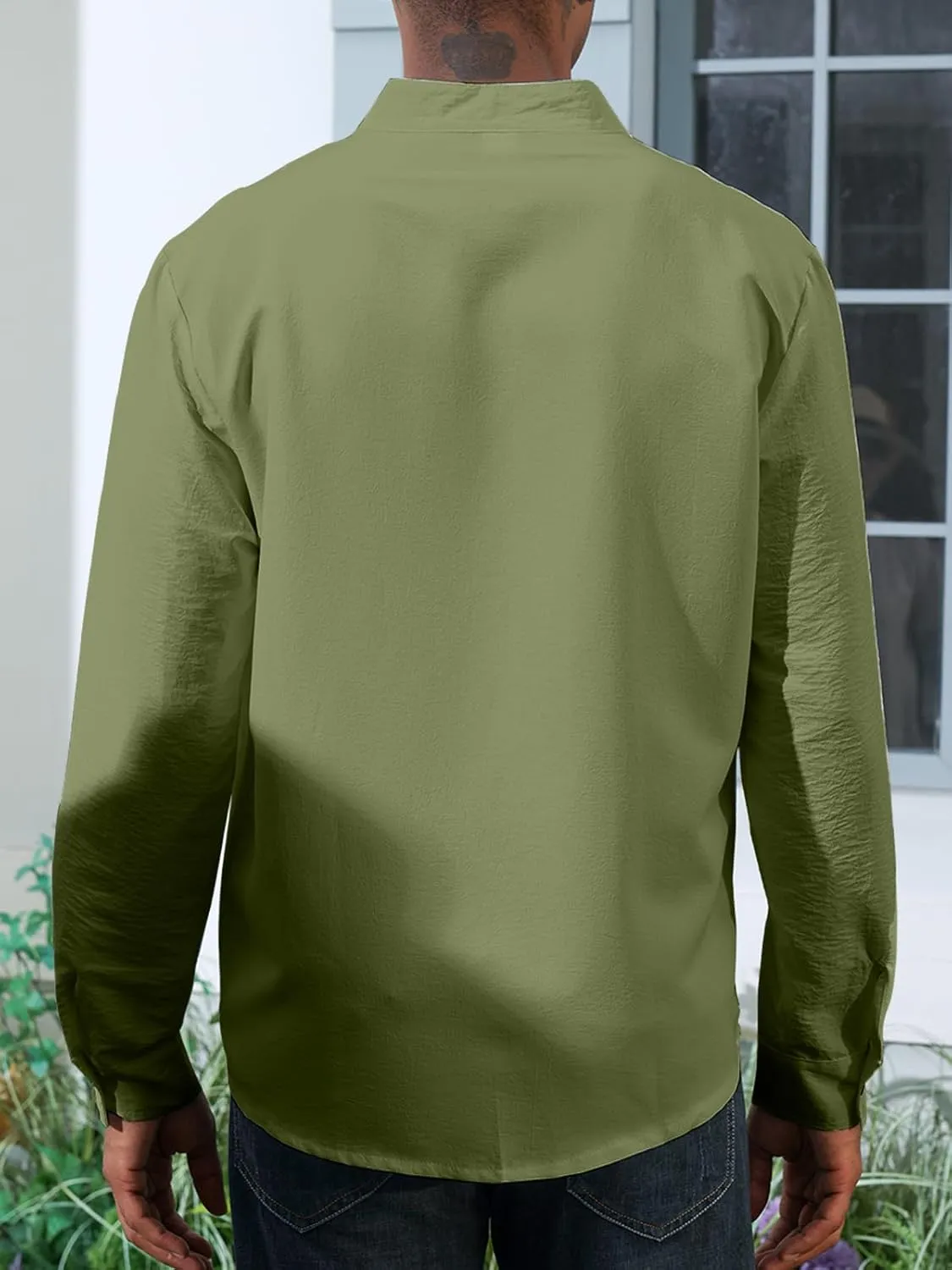 Mens Linen Shirt Short Sleeve Button Down Collar T Shirt Blouses Casual Solid Color Summer Vacation Beach Shirts