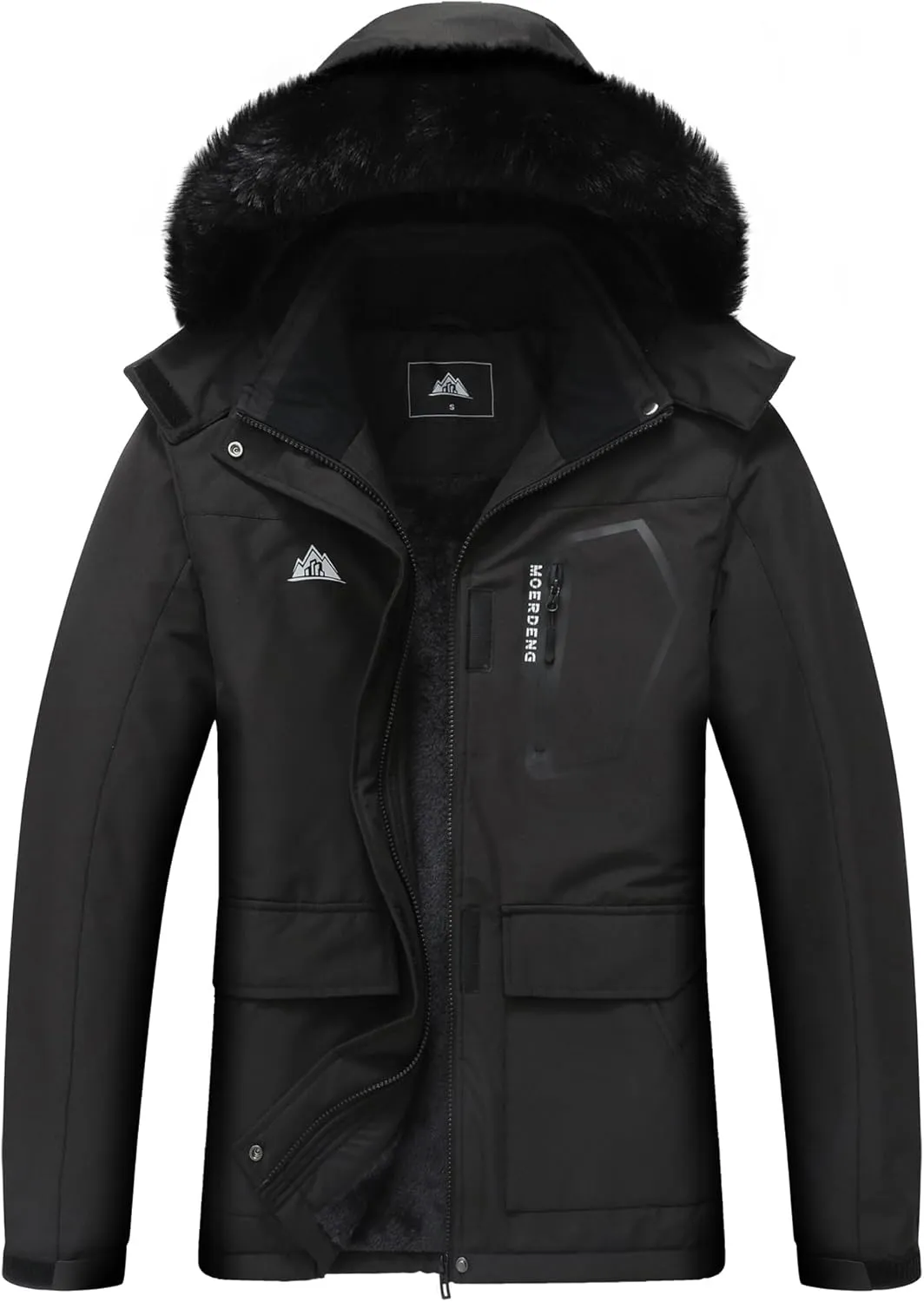 MOERDENG Women's Ski Jacket Waterproof Warm Winter Coat Hooded Snowboarding Jacket Versatile for Hiking & Winter Activities