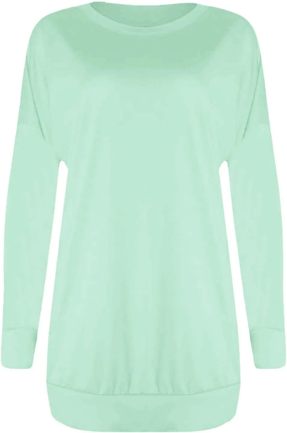 Muyise Womens Casual Long Sleeve Tunic Tops Solid Color Crew Neck Comfy Pullover Sweatshirts Loose Fit Blouses with Pockets