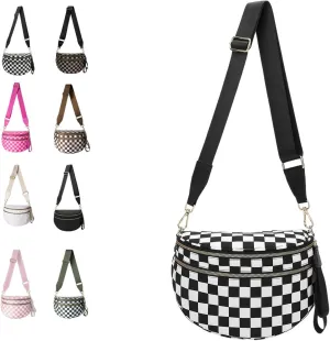 Nuvore Crossbody Bag, Checkered Nylon Crossbody Bag for Women, Large Capacity Shoulder Bag Fashionable and Versatile