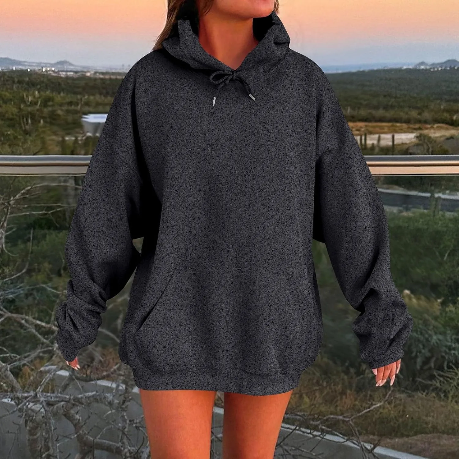 Oversized Hoodies for Women Casual Long Sleeve Pullover Sweaters Trendy Drawstring Fleece Sweatshirts with Pocket