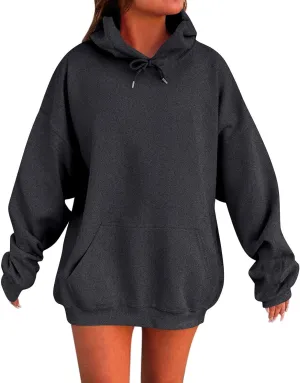 Oversized Hoodies for Women Casual Long Sleeve Pullover Sweaters Trendy Drawstring Fleece Sweatshirts with Pocket