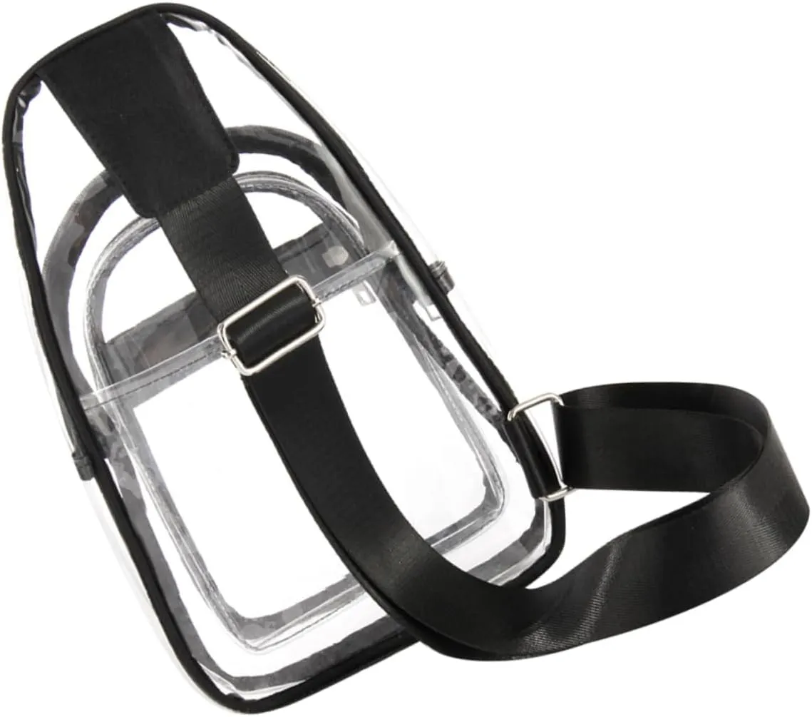 PartyKindom Versatile Pvc Chest Bag Small Travel Crossbody Purse for Women Men Lightweight Portable Bag Zipper