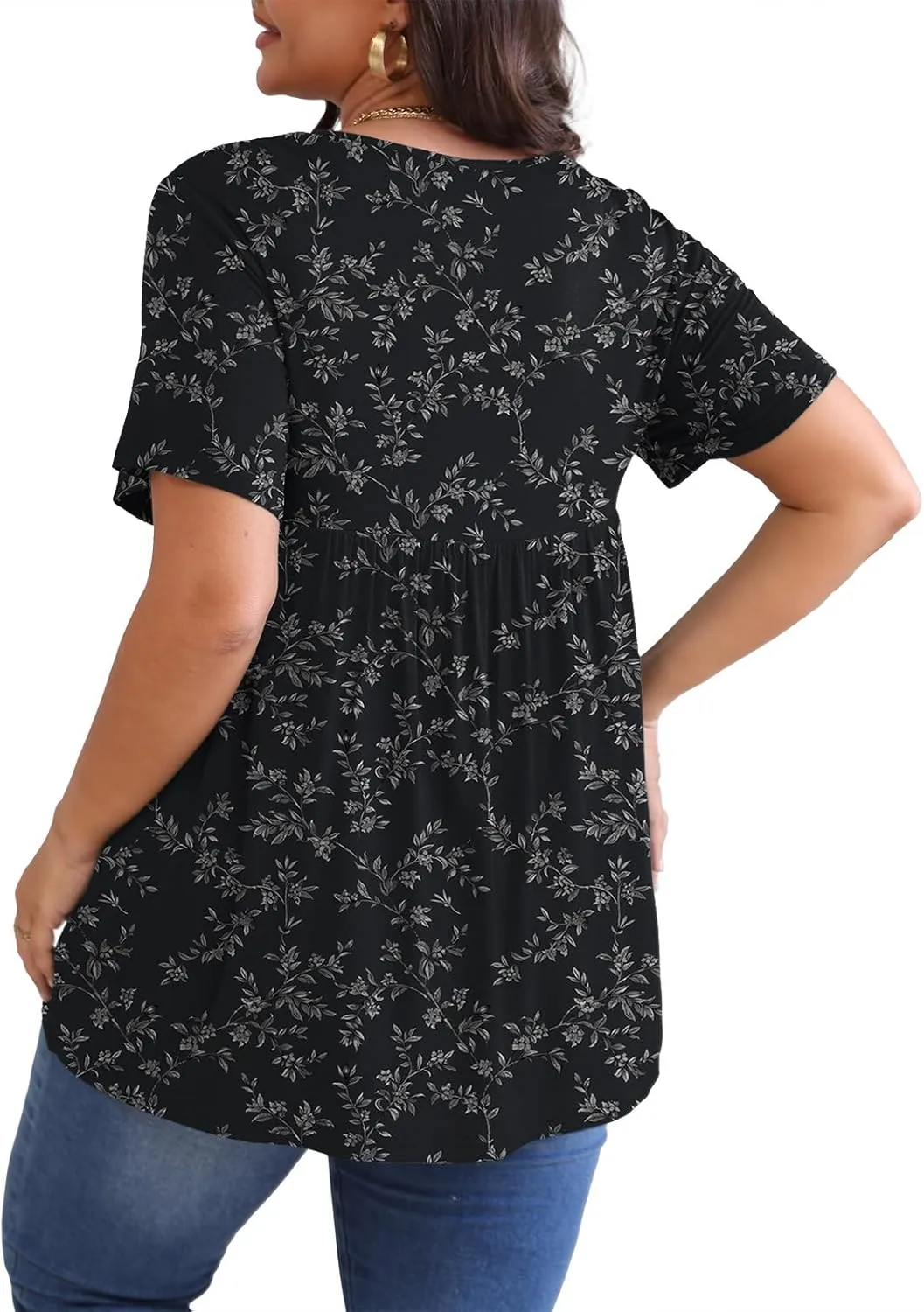 POSESHE Womens Plus Size Tops 2025 Summer Short Sleeves Tunic Tops Casual V-Neck Wrap Shirts Cute Dressy Work Blouses L-4XL
