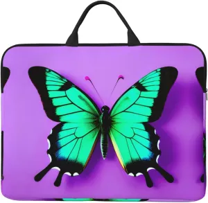 purple cute butterfly print 14in Laptop Case Sleeve Bag  Versatile Shoulder Messenger Briefcase, Designed for Business Travel
