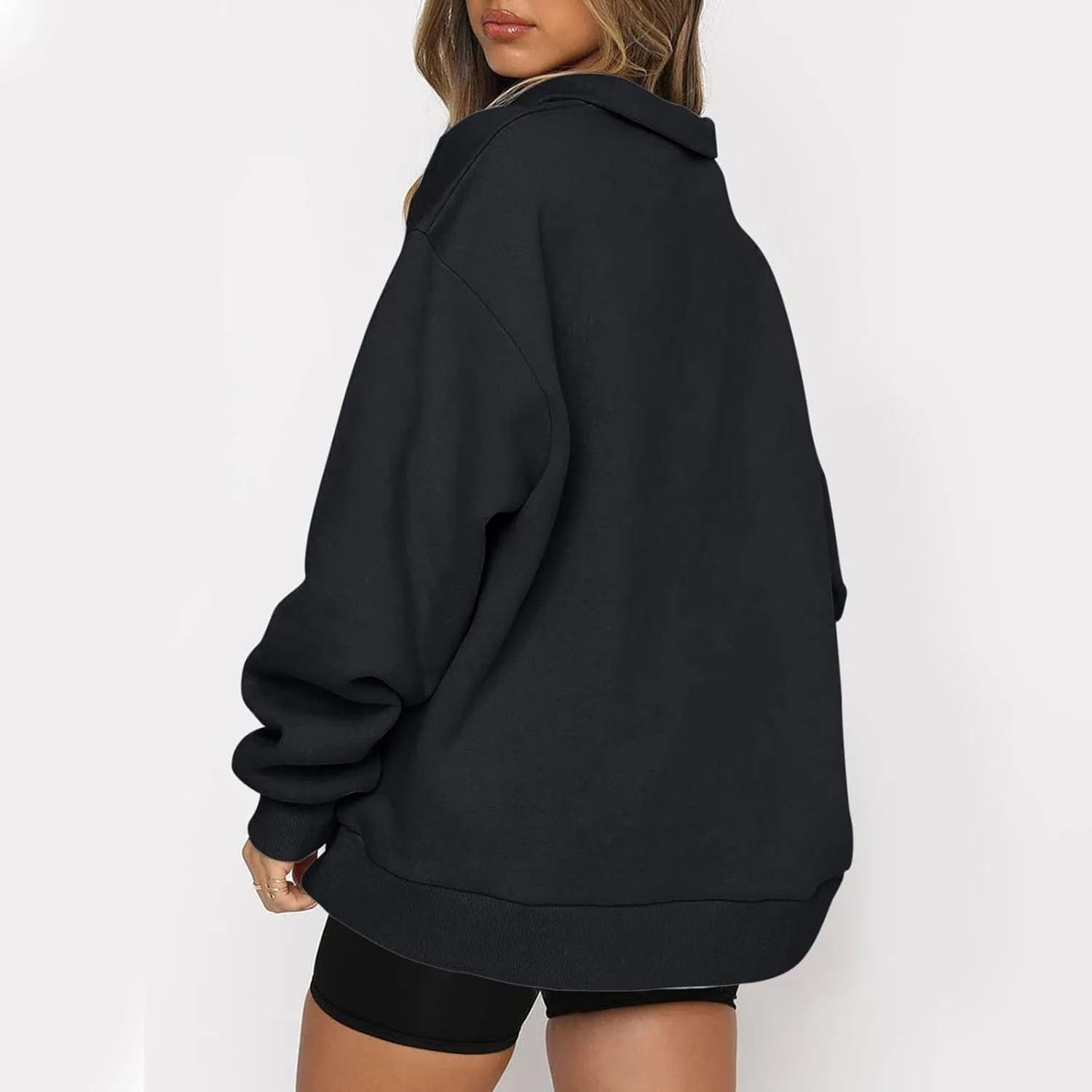 Quarter Zip Pullover Women Oversized Scuba Dupes Sweatshirt Fall Fashion 2023 Half Zip Hoodies Pullover Y2K Teen Girl Clothes