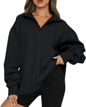 Quarter Zip Pullover Women Oversized Scuba Dupes Sweatshirt Fall Fashion 2023 Half Zip Hoodies Pullover Y2K Teen Girl Clothes