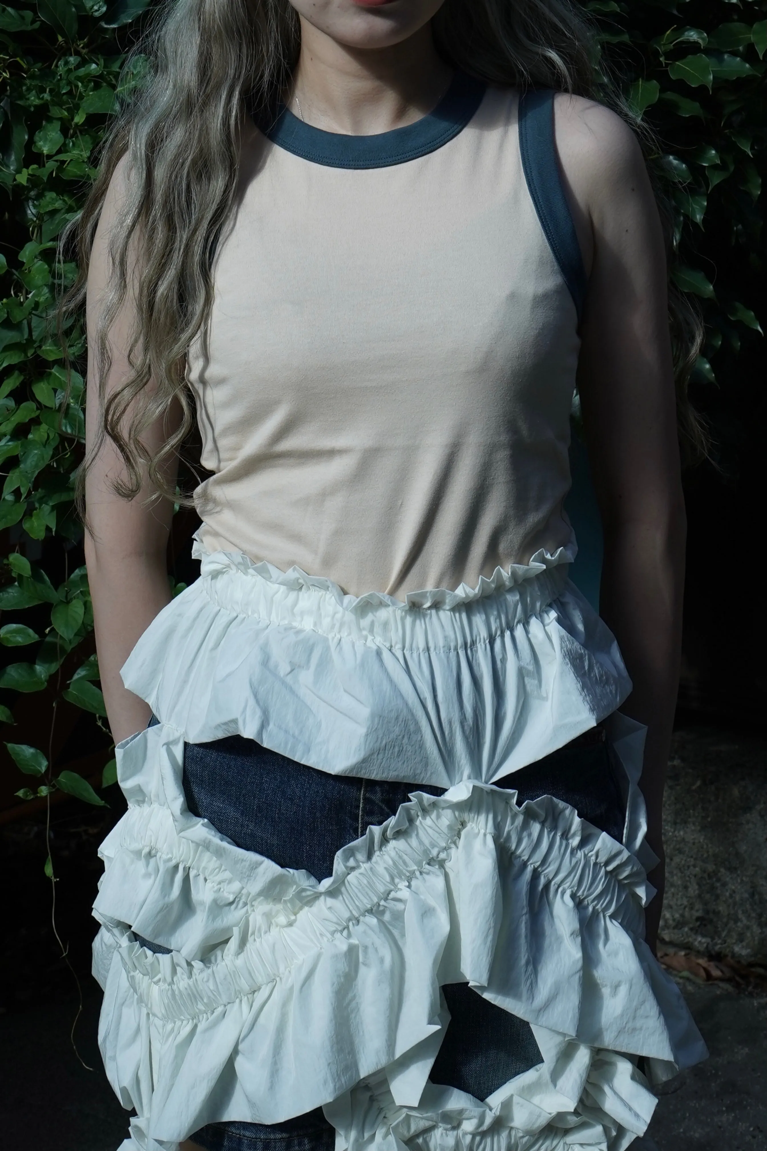 Ringer Nosleeve Tee (BEIGE)