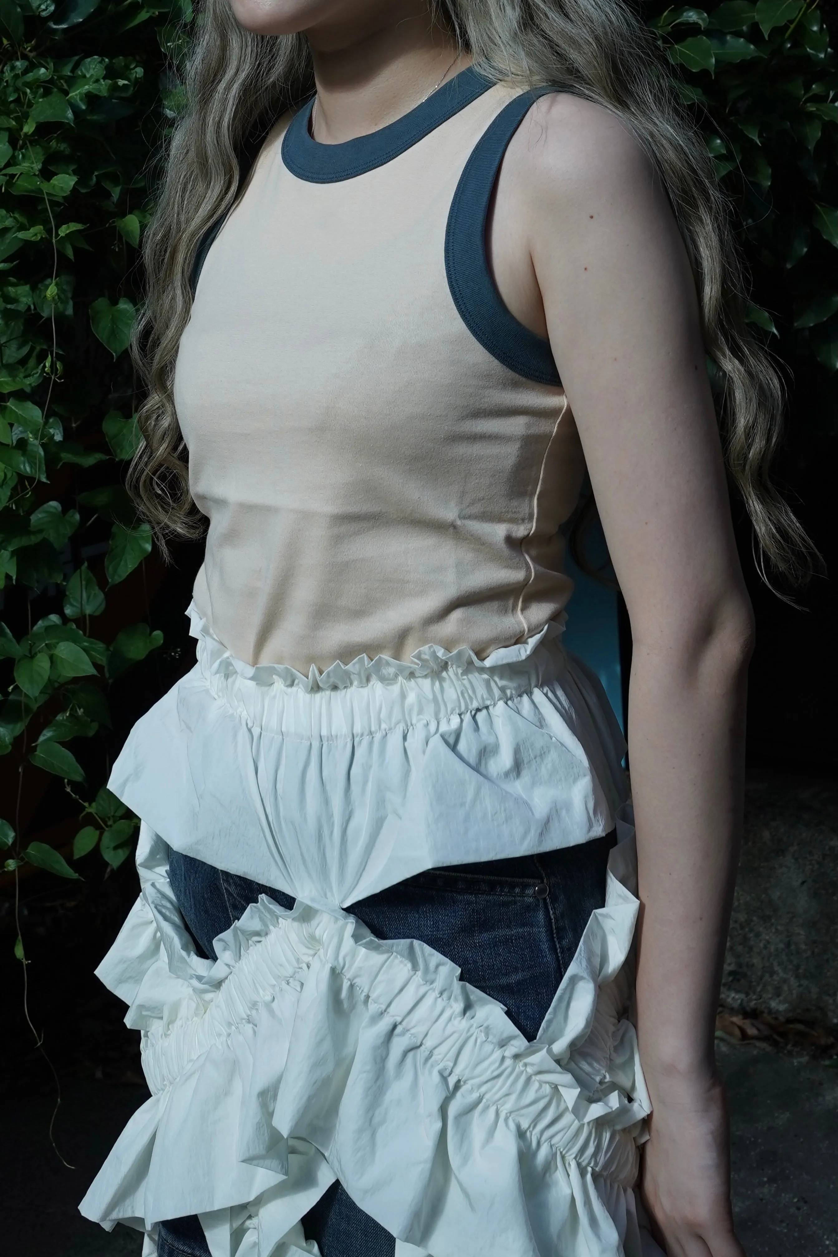 Ringer Nosleeve Tee (BEIGE)