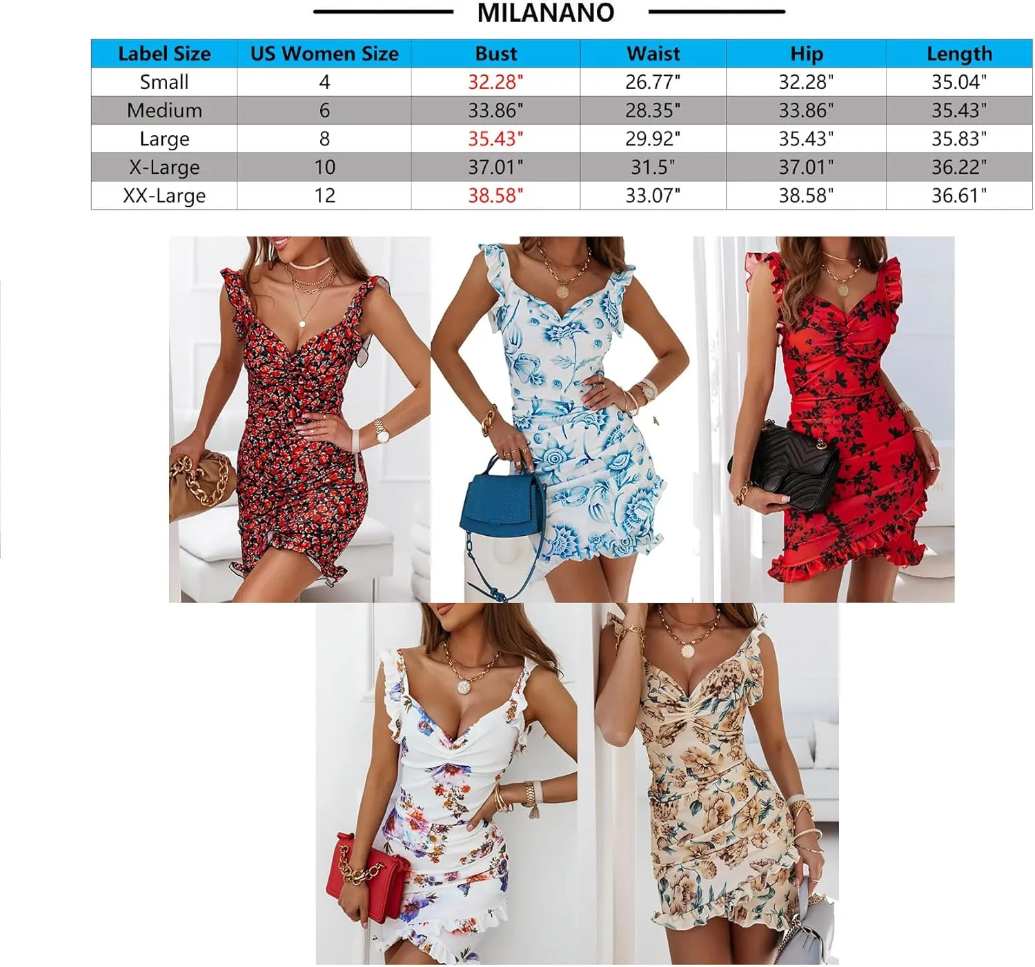 Sexy Bodycon Dresses for Women 2024 Ruffle Summer Sundresses Cocktail Party Sundress Sleeveless Mini Dress