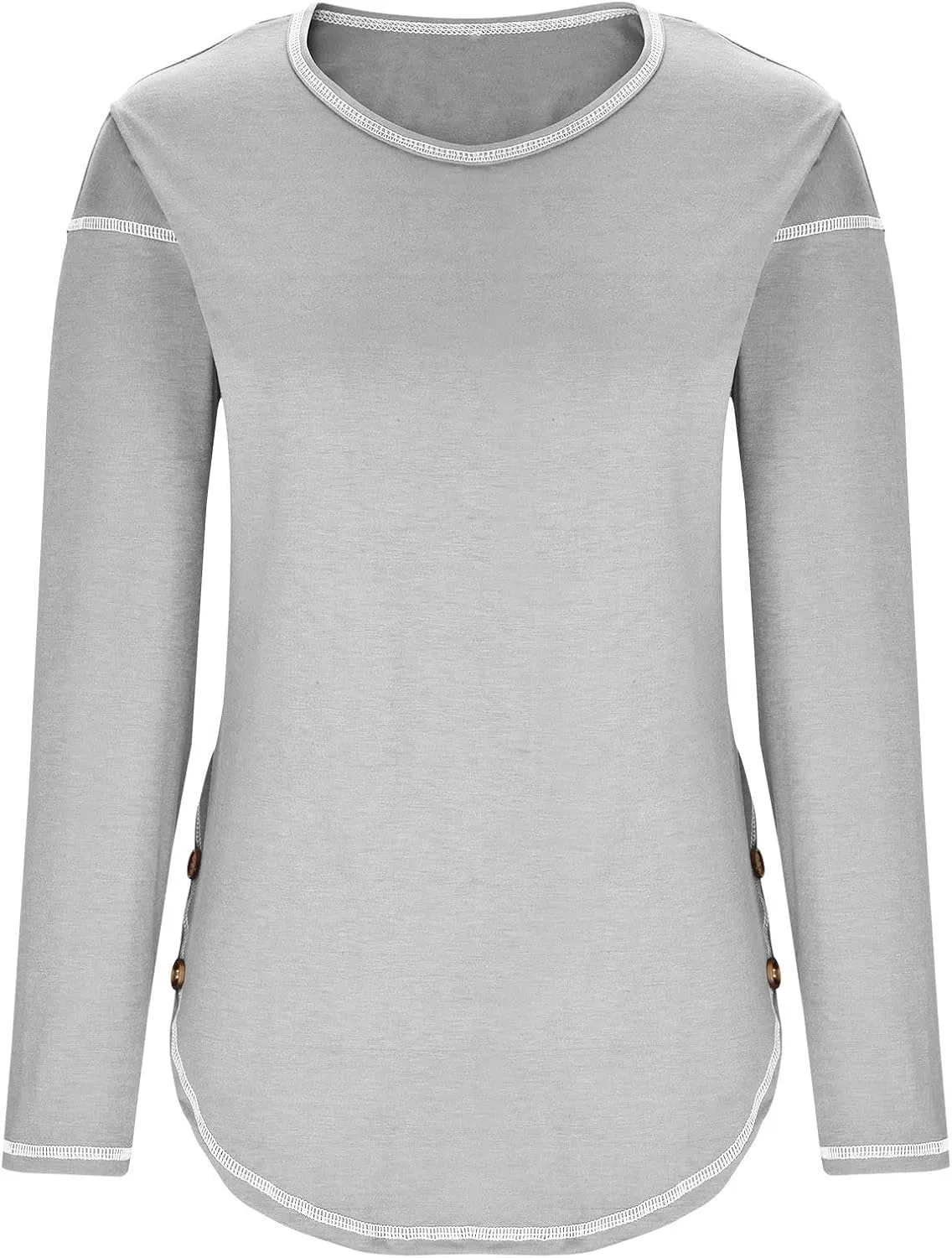 Shirts for Women Long Sleeve Crewneck Pullover Plain Tight Basic Tees Daily Workout Blouses Fashion Irregular Hem
