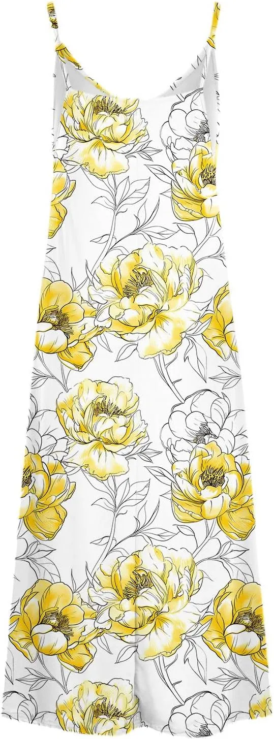Sleeveless Floral Print Maxi Dress for Women Casual Summer Tank Dresses Beach Vacation Flowy Bohemian Trendy Sundress