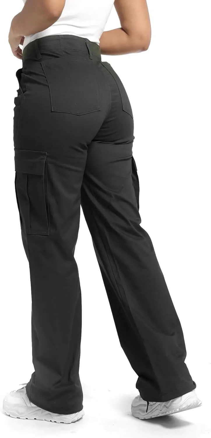 Soulsfeng Women's Baggy Cargo Pants Relaxed Fit Casual Cotton Hiking Pants with 6 Pockets
