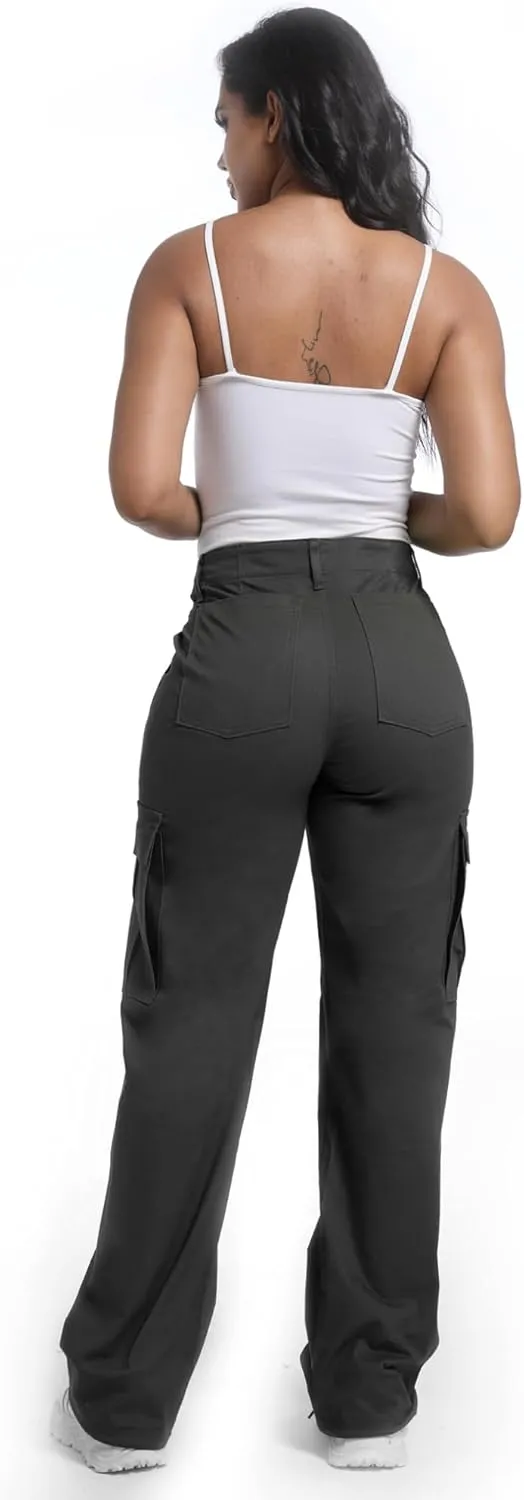 Soulsfeng Women's Baggy Cargo Pants Relaxed Fit Casual Cotton Hiking Pants with 6 Pockets