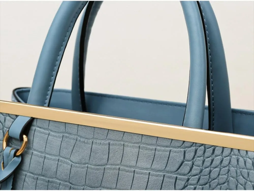 Stylish Crocodile Pattern Leather Handbag for Women - Versatile Top Handle Satchel Purse & Crossbody Bag in Yellow