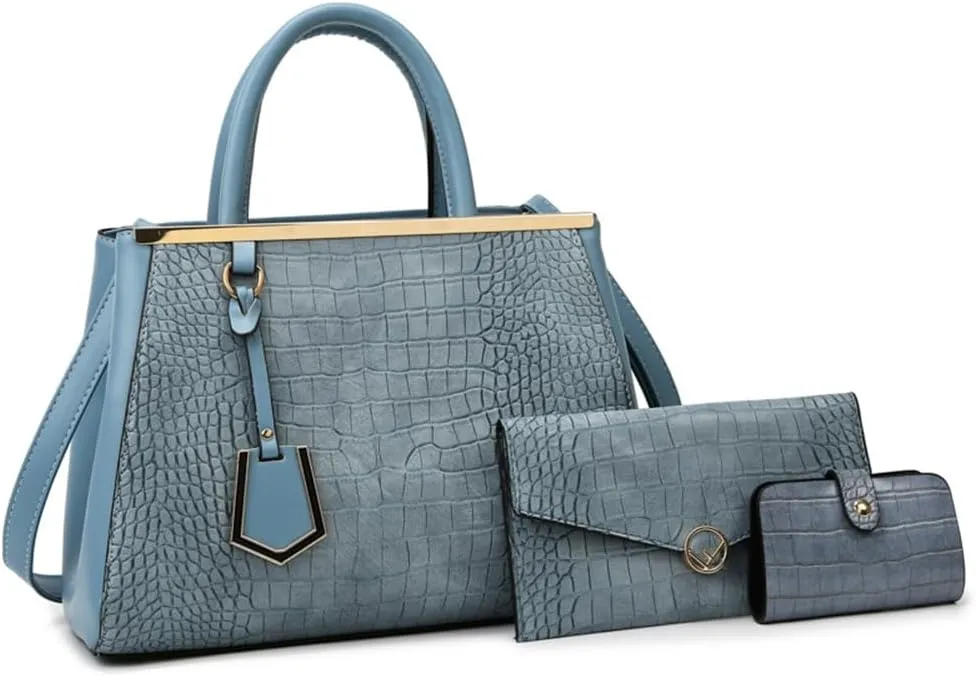 Stylish Crocodile Pattern Leather Handbag for Women - Versatile Top Handle Satchel Purse & Crossbody Bag in Yellow