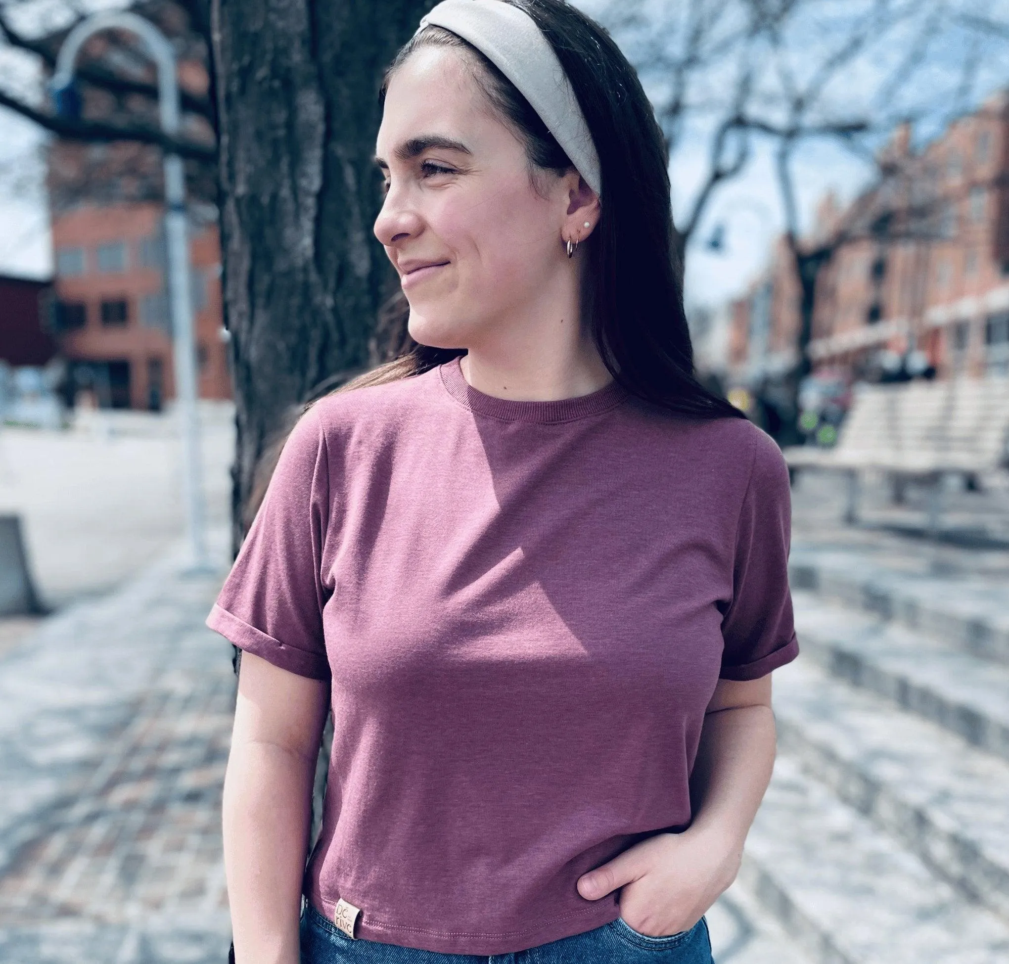T-shirt crop top tencel Rose Brown