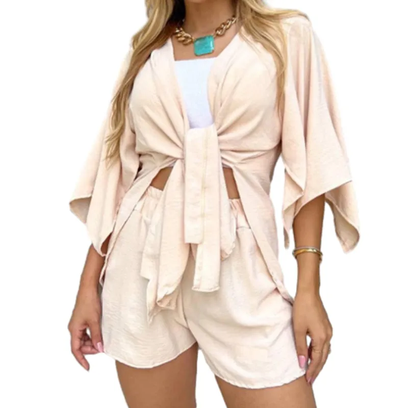 Versatile Side Split Top & Drawstring Pants Set