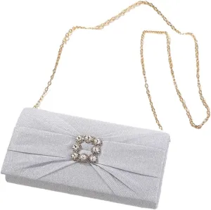Versatile Womens Pleated Evening Bag Glitter Clutch Purse for Bridal Party Wedding Cocktail Prom Formal Occasions