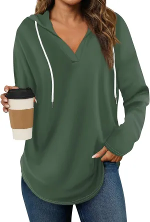 Women Hoodies Oversized Drawstring Lightweight Sweatshirts Hooded Fall Fashion 2024 Plain Tunic Hoodies