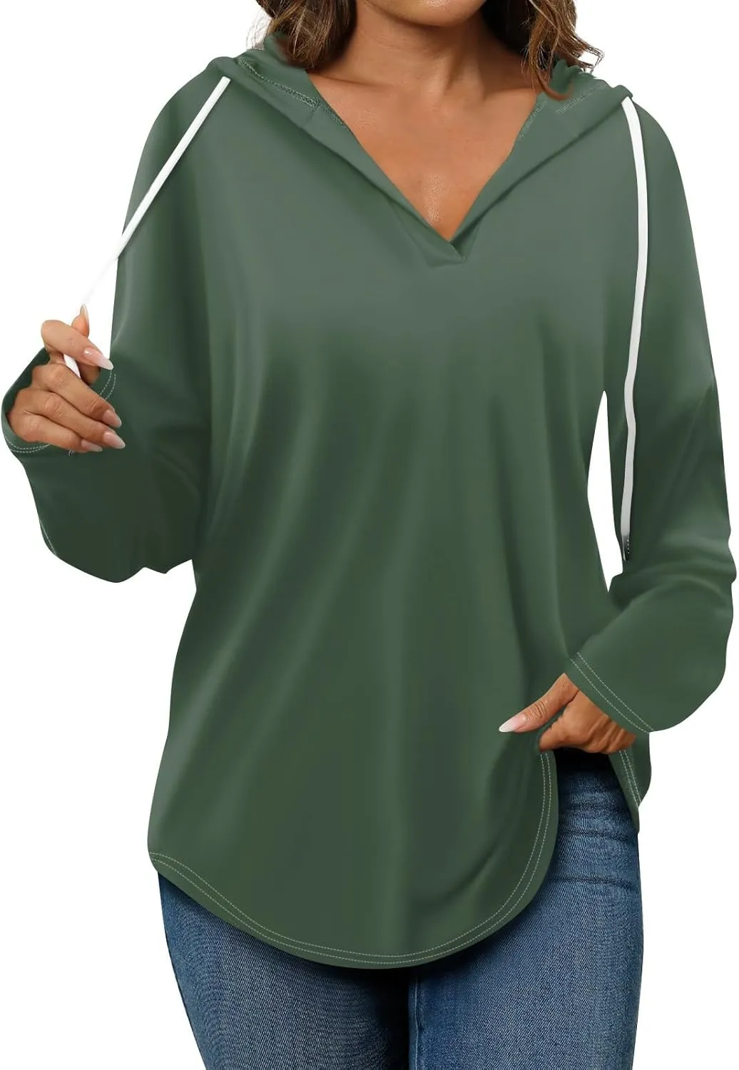 Women Hoodies Oversized Drawstring Lightweight Sweatshirts Hooded Fall Fashion 2024 Plain Tunic Hoodies