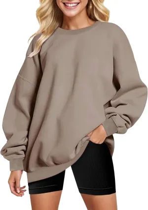 Women Oversized Sweatshirts Crewneck Fleece Hoodies Long Sleeve Pullover Top Fall Fashion Teen Girls Preppy Clothes