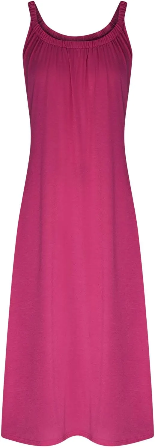 Women Pleated Crew Neck Maxi Dresses Sleeveless Beach Boho Summer Dress Loose Vacation Plus Size Sundress