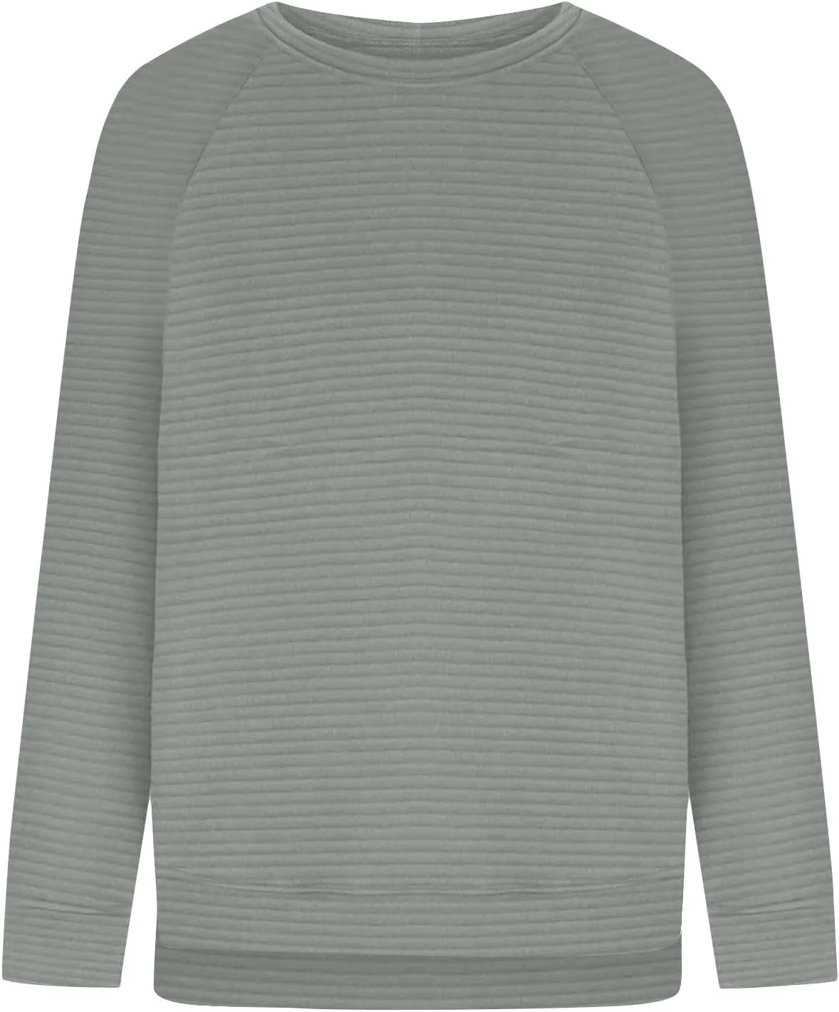 Women Sweatshirts Trendy Comfy Baggy Raglan Sleeve Crew Neck Blouses Shirts Solid Color Loose Fitting Lounge Tops