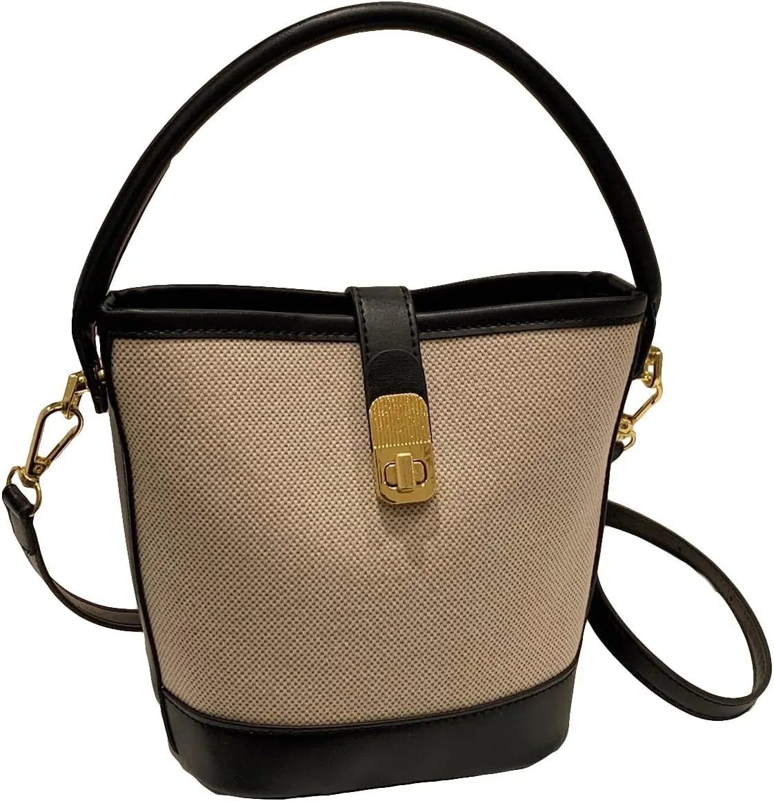 Women's Bucket Bag Leather Contrast Top Handle Crossbody Bag Versatile Shoulder Handbags Multicolor One-Size