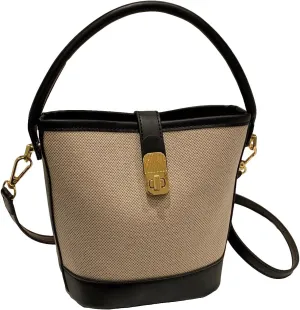 Women's Bucket Bag Leather Contrast Top Handle Crossbody Bag Versatile Shoulder Handbags Multicolor One-Size