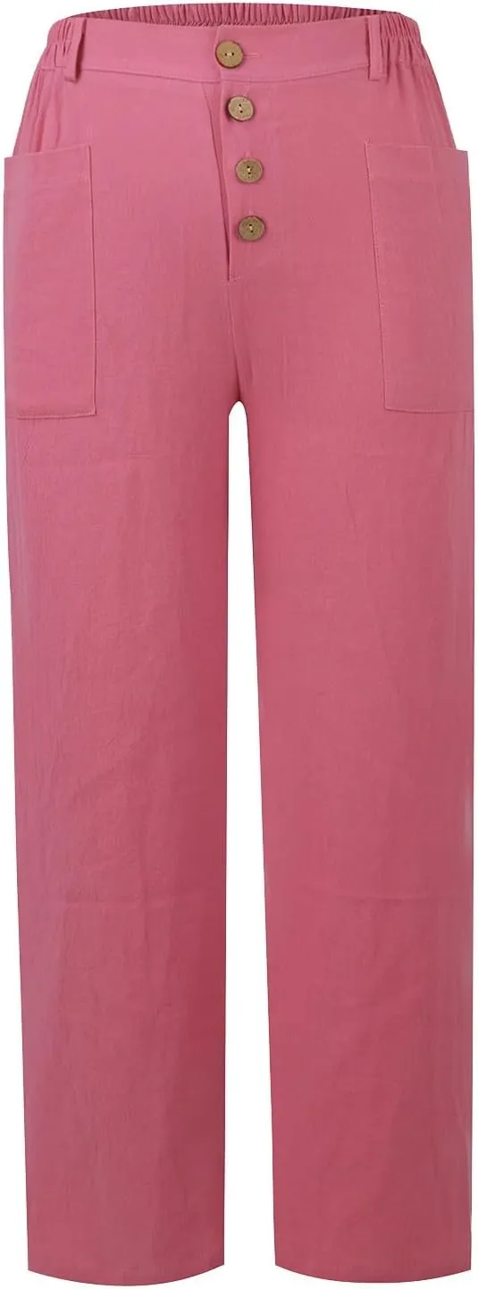Women's Capri Summer Casual Cropped Lounge Pants Loose Soft Workout Drawstring Baggy Trousers Pants with Pockets