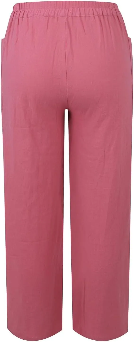 Women's Capri Summer Casual Cropped Lounge Pants Loose Soft Workout Drawstring Baggy Trousers Pants with Pockets