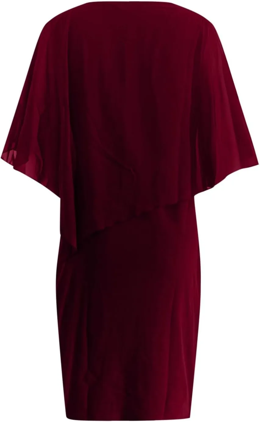 Women's Casual Plus Size Bodycon Dress Sexy V Neck Chiffon Dress Diamond Shawl Dress Cocktail Party Evening Gown