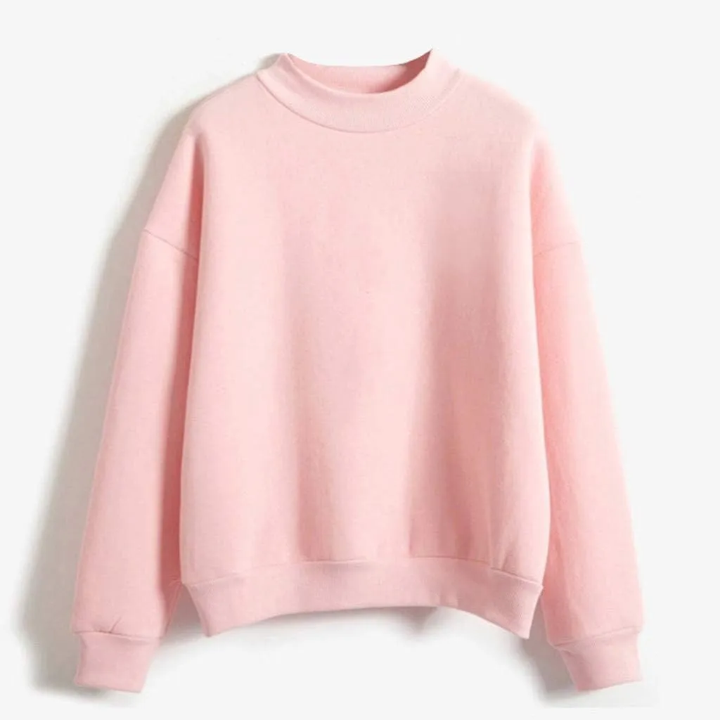Womens Crewneck Sweatshirts Casual Trendy Solid Cute Tunic Plus Size Oversized Pullover Sweaters