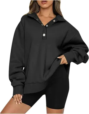 Women's Fashion Hoodies & Sweatshirts Oversized Button Up Hoodie Sweatshirt Long Sleeve Fall Outfits Trendy y2k Clothes