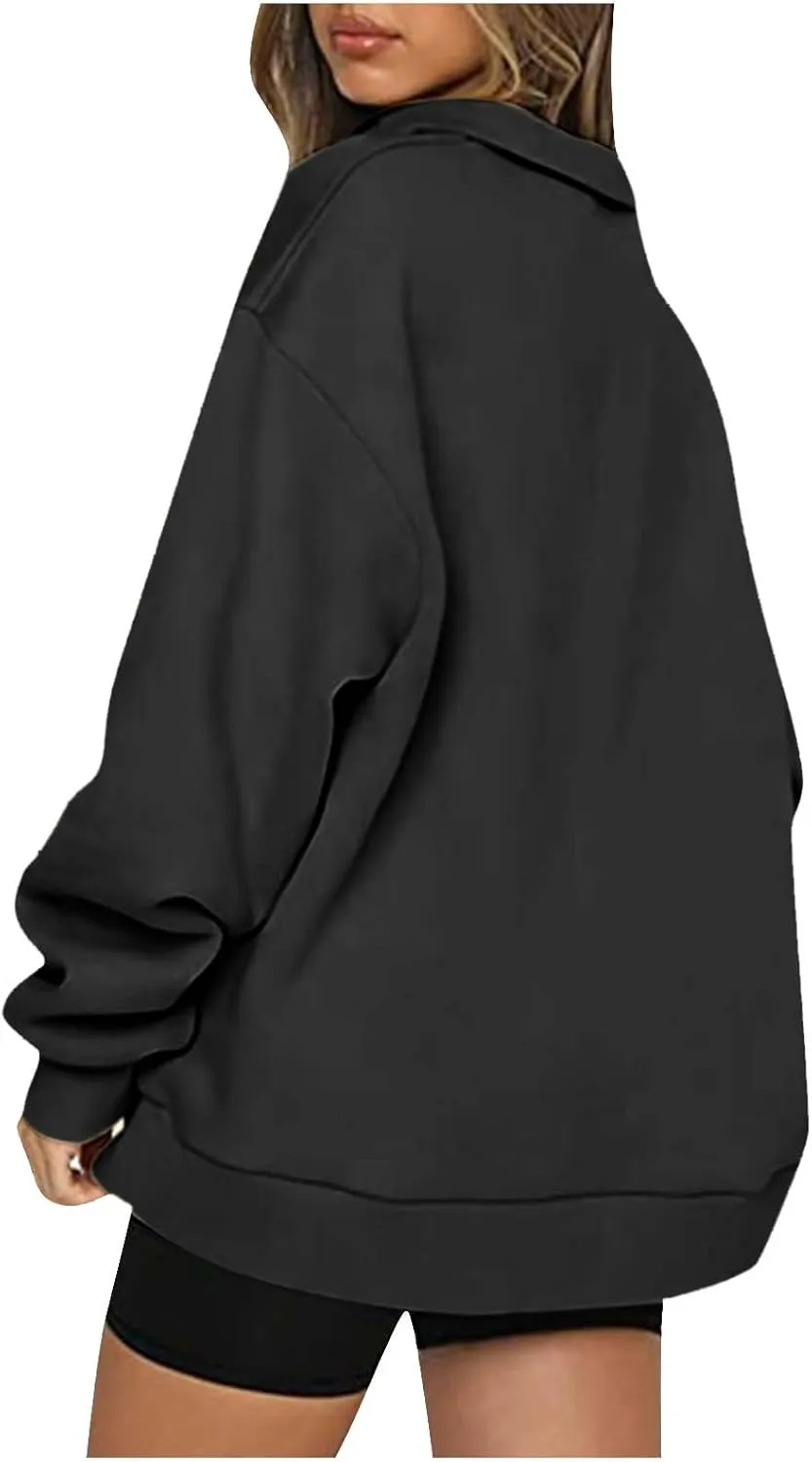Women's Fashion Hoodies & Sweatshirts Oversized Button Up Hoodie Sweatshirt Long Sleeve Fall Outfits Trendy y2k Clothes