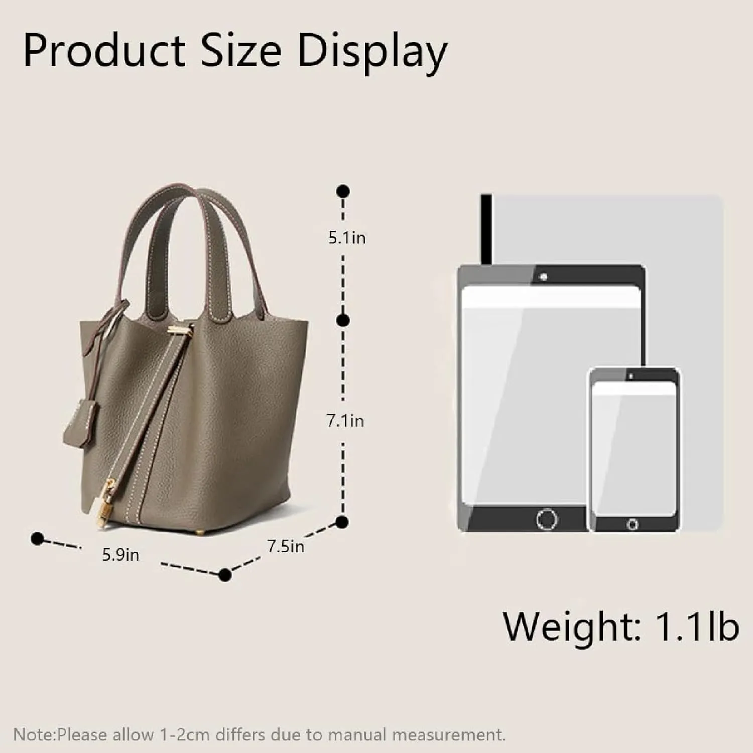 Women's Genuine Leather Bucket Bag with Lock Design - Lightweight Shoulder Bag, Versatile Tote for Travel & Daily Use