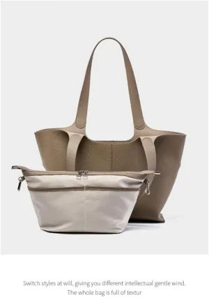 Women's Genuine Leather Shoulder Bag Totes Large Capacity Handbag Cowhide Commuting Hobo Versatile Casual Stylish Chic