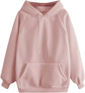 Women's Long Sleeve Fashion Hoodies Casual Oversized Loose Drawstring Pullover Crew Neck Long Sleeve Top with Pockets
