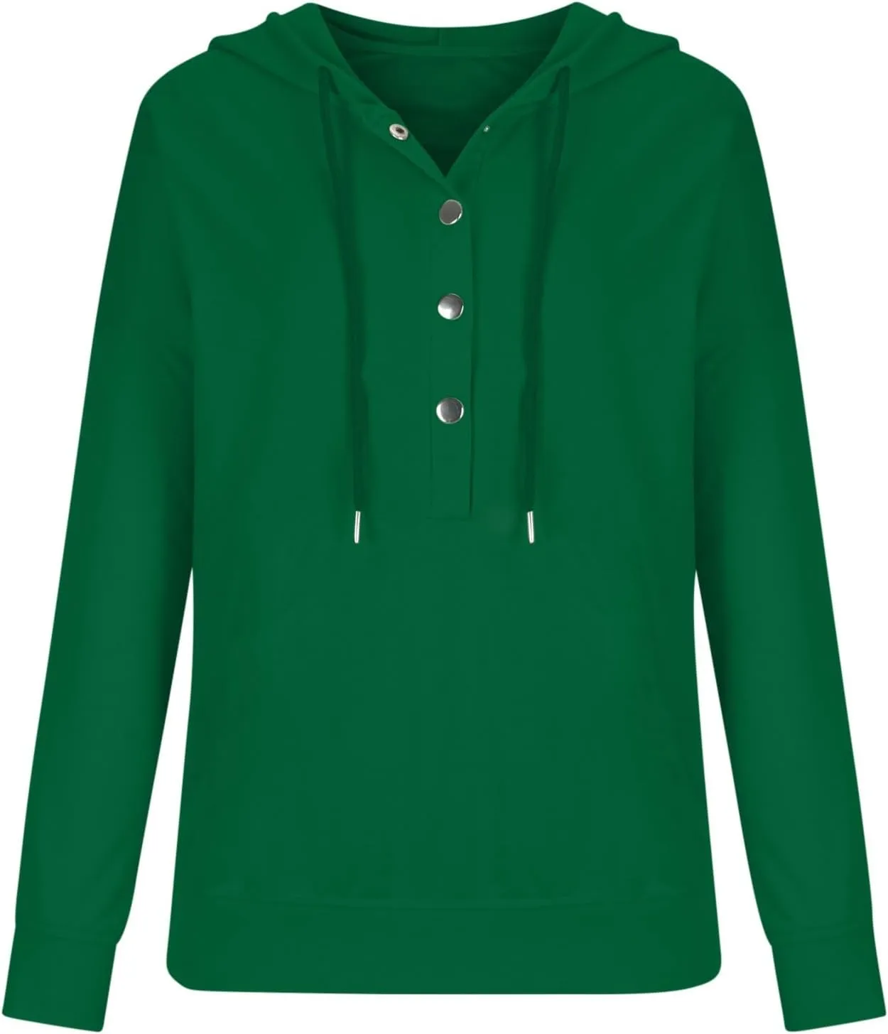Womens Long Sleeve Fleece Hoodies 1/4 Button Sweatshirts Loose Fit Casual Fashion Pullover Tops with Pocket