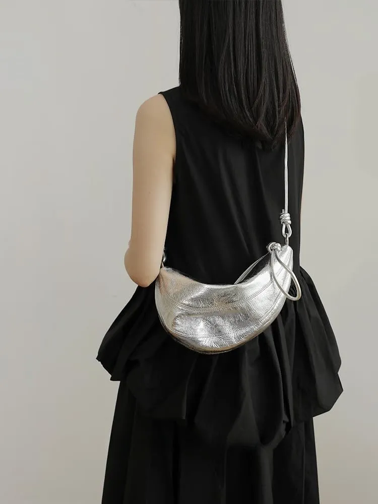 Women's Oil Wax Cowhide Knot Shoulder Crossbody Underarm Bag Handbag Hobo Vintage Clutch Versatile Chic Stylish Casual