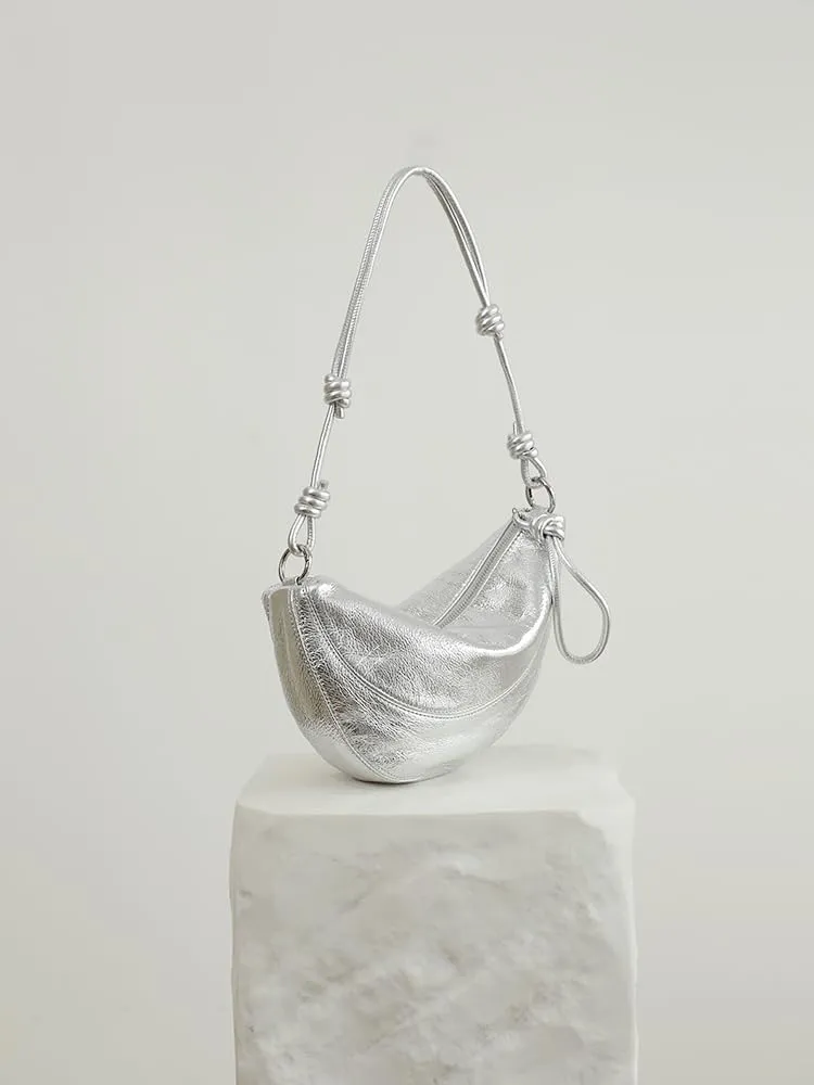 Women's Oil Wax Cowhide Knot Shoulder Crossbody Underarm Bag Handbag Hobo Vintage Clutch Versatile Chic Stylish Casual