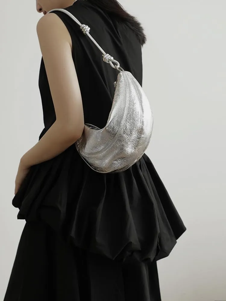 Women's Oil Wax Cowhide Knot Shoulder Crossbody Underarm Bag Handbag Hobo Vintage Clutch Versatile Chic Stylish Casual